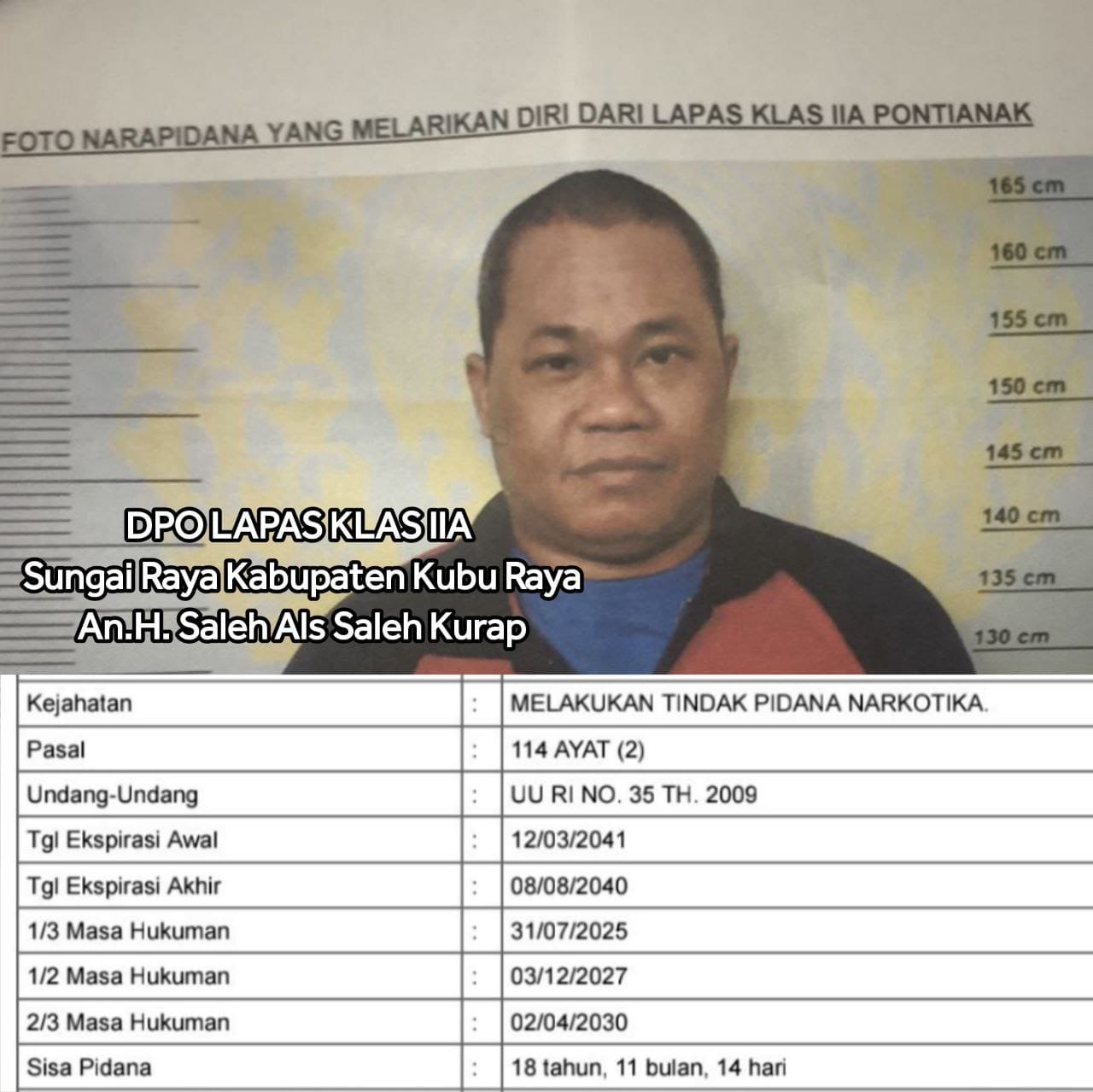 Horee! Kata Polisi Saleh Kurap Sudah Ditangkap