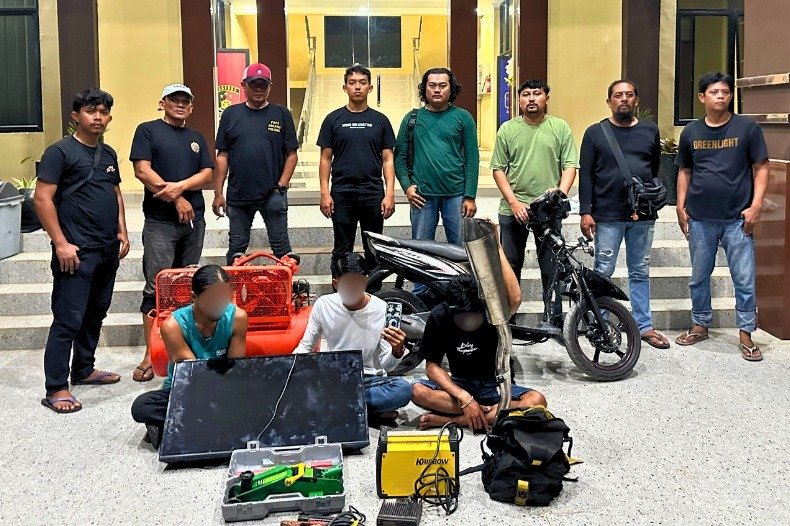 Tim Macan Raya Ungkap Kasus Pencurian Gudang di Jalan Adisucipto, Tiga Pelaku Diamankan