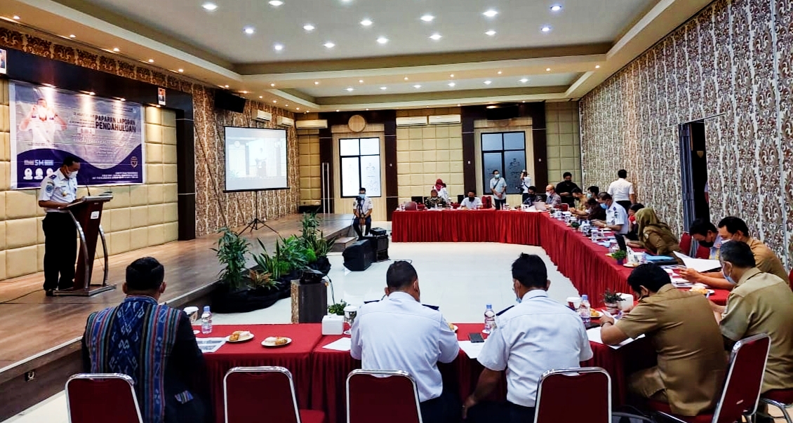 Rapat Koordinasi Rencana Tinjauan Ulang Rencana Induk Bandar Udara Kelas II Tebelian yang diselenggarakan di Hotel My Home, Senin (23/08/2021).