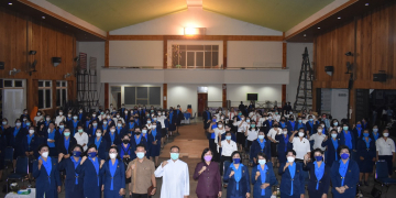 Acara ramah tamah pelantikan Pengurus Ranting Wanita Katolik Republik Indonesia (WKRI) Cabang Kristus Raja Katedral Sintang Periode 2021-2024 di Gedung Balai Kenyalang, pada Jumat (10/09/2021).