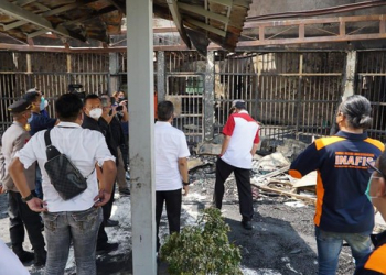 Keterangan foto: Kondisi bangunan Lapas Kelas I Tangerang yang berlokasi di Jalan Veteran, Babakan, Tangerang usai kebakaran. (Istimewa)