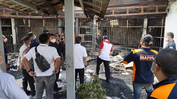 Keterangan foto: Kondisi bangunan Lapas Kelas I Tangerang yang berlokasi di Jalan Veteran, Babakan, Tangerang usai kebakaran. (Istimewa)