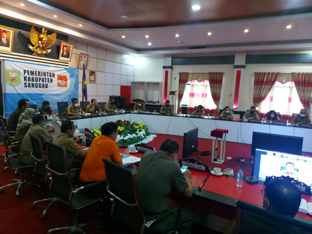 Rapat koordinasi tim satgas penanganan covid-19 Kabupaten Sanggau menghasilkan empat poin imbauan untuk mencegah Omicron, Selasa (8/2/2022). Ist