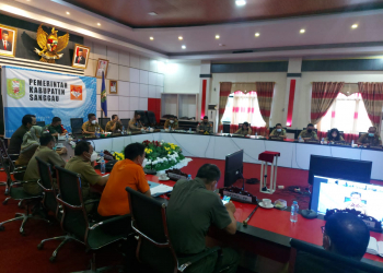 Rapat koordinasi tim satgas penanganan covid-19 Kabupaten Sanggau menghasilkan empat poin imbauan untuk mencegah Omicron, Selasa (8/2/2022). Ist