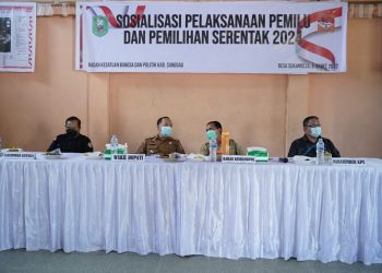 Wabup Yohanes Ontot menyosialisasikan Pemilu Serentak Tahun 2024. Foto: Diskominfo Sanggau