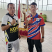FX Budianto atlet Karate peraih medali Perak saat didampingi pelatihnya