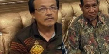 Foto--Tersangka dugaan penyimpangan dana PSR tahun 2019 dan 2020 ketika di Kejaksaan Negeri Sanggau, Senin (03/04/2023)--ist