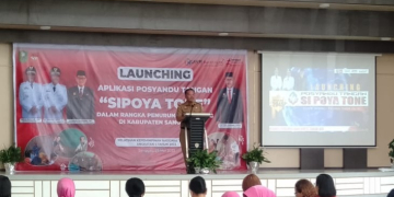 Foto--- Bupati Paolus Hadi melaunching aplikasi Sipoya tone di aula Hotel Harvey Kota Sanggau, Senin (29/05/2023)---Kiram Akbar