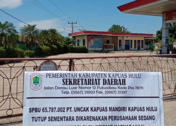 SPBU yang dikelola PT UKM saat ini masih ditutup sementara oleh Pemkab Kapuas Hulu